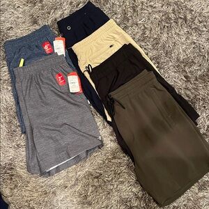 Men's XL Athletic Shorts Bundle - Gray, Navy, Beige, Black, Olive